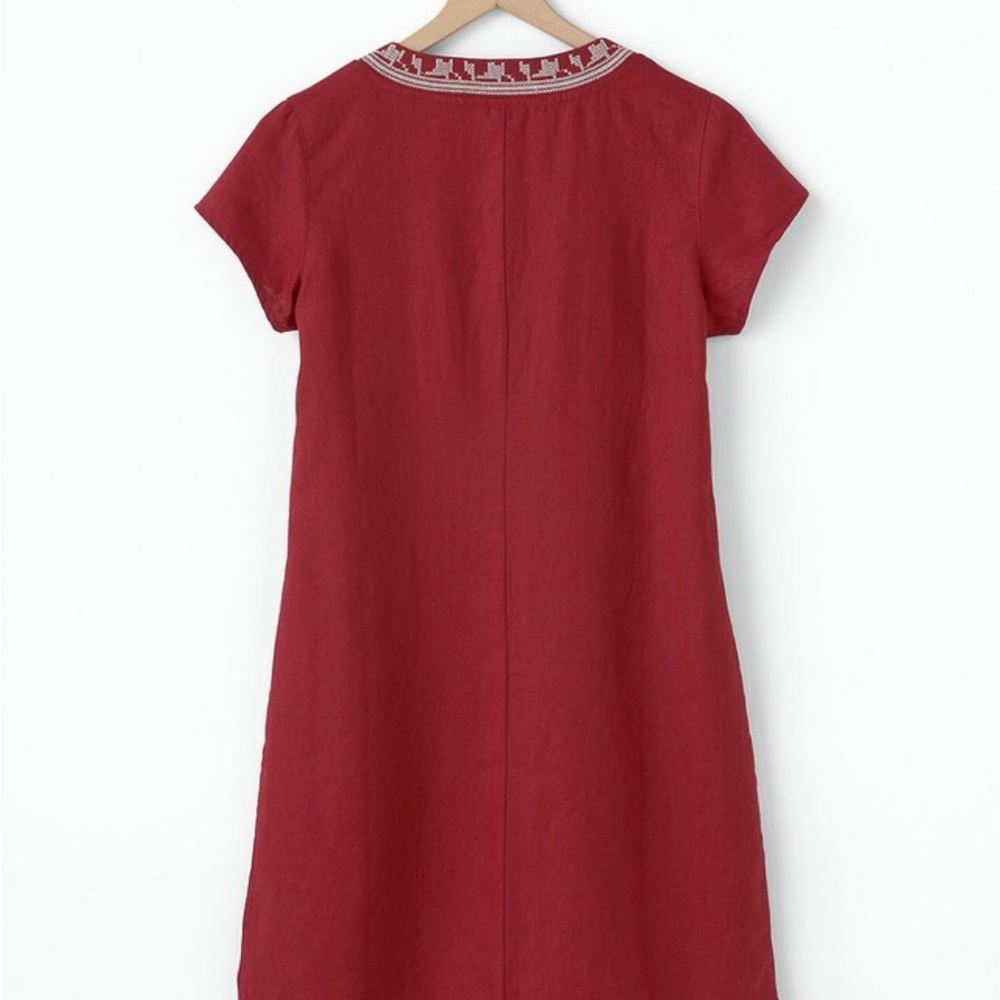 Garnet Hill Linen Embroidered Pocket Detail Dress Size 4 - Picture 3 of 6